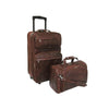 Amerileather Ostrich Embossed Luggage – Two Piece Brown Leather Travel Set