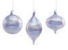 Melrose Irredescent Silver and Blue Glass Ornament (Set of 4)