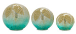 Melrose LED Crackle Glass Gold and Blue Pinecone Orb (Set of 3)