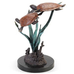 SPI Home Lagoon Encounter Double Turtles Sculpture – 10" Solid Brass Sea Turtle Duo for Coastal or Marine-Inspired Home Decor