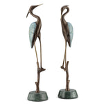 SPI Home Wetlands Heron Pair Sculpture – 17" Solid Brass Wading Birds Figurine for Elegant Coastal or Nature-Inspired Decor