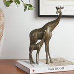 SPI Home Giraffe Mama and Baby Sculpture – 11" Solid Brass Animal Figurine for Safari, Nursery, or Nature-Inspired Display