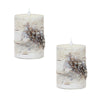 LED Pillar Candle Birch Style Wax 5" – (Set of 2) by Melrose