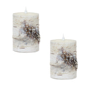 LED Pillar Candle Birch Style Wax 5