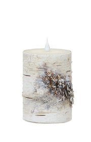 LED Birch Pattern Candle with 4 and 8 Hr Timer – Set of 2