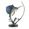 SPI Home Fighting Sailfish with Tackle Brass Sculpture – Nautical Sport Fishing Accent, 14" Tall