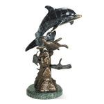SPI Home Metal Dolphin and Undersea Friends Figurine – 12" Ocean-Themed Marine Sculpture, Coastal Decor Accent