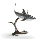 SPI Home Metal Shark Figurine – 10" Ocean Predator Sculpture, Coastal Marine Decor Accent