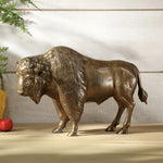 SPI Home Brass Prairie Majesty Buffalo Figurine – 11" Bison Sculpture for Rustic or Western Home Decor