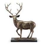 SPI Home Brass Woodland King Deer Figurine – 19" Majestic Stag Sculpture for Lodge or Nature-Inspired Decor