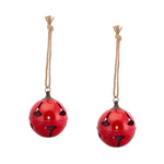 Melrose Red Metal Sleigh Bell with Jute Hanger (Set of 2)