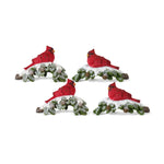 Melrose Perched Cardinal Bird on Snowy Pine Branch (Set of 4)