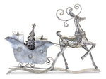 Melrose Silver Hammered Metal Deer with Sleigh and Presents Display 26.5"L