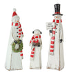 Melrose Frosted Square Snowman Family with Bird and Wreath Accent (Set of 3)