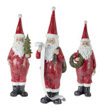 Melrose Frosted Long John Santa with Pine and List Accent (Set of 3)