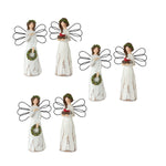 Melrose Frosted Winter Angel with Bird and Wreath Accent (Set of 6)