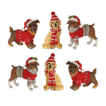 Melrose Winter Dog Figurine with Hat and Sweater Accent (Set of 6)