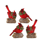 Christmas Cardinal Resin Figures Nature-Inspired Decor – 4pc by Melrose