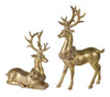 Melrose Modern Gold Deer Figurine with Wreath Accent (Set of 2)