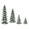Green Pine Tabletop Trees with Snow Flocking – 4pc