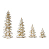 Gold Flocked Pine Tabletop Tree Decor Set – 4pc
