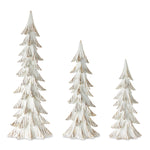 Christmas Whitewashed Pine Tree Figures – Set of 3 Sizes by Melrose