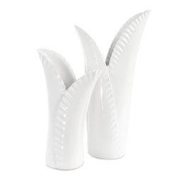 Uttermost 18222 Leafscape White Ceramic Vases Set of 2 Elegant Leaf Inspired Design