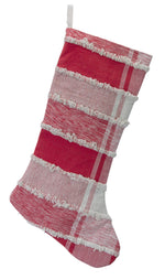 Melrose Frayed Cotton Plaid Christmas Stocking (Set of 2)