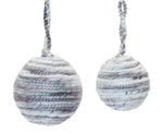 Melrose Grey and White Woven Ball Ornament (Set of 4)