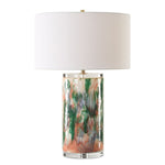 Uttermost 30398 Verdant Multi-Colored Table Lamp with Brass Accents and Crystal Foot