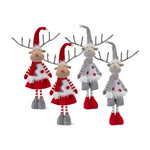 Melrose Plush Standing Holiday Deer with Hat and Scarf Accent (Set of 2)