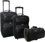 Amerileather Black Leather Three Piece Luggage Set – Durable Travel Bags in Classic Style