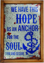 Manual Woodworkers and Weavers Hope Anchor Wall Sign – Wood and Metal Inspirational Decor in Blue and Brown, 25.5" L x 17.75" W