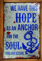 Nautical Faith Wall Art – Hope Anchor Word Sign 25.5