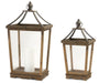 Natural wood lantern with glass panels