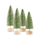 LED Green Bottle Brush Trees with Wood Base 14" Tall – Set of 4 by Melrose