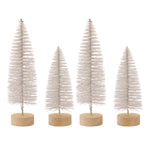 Set of 4 White Bottle Brush Christmas Trees Wood Base & Gold Accents 14"H Set of 4 by Melrose