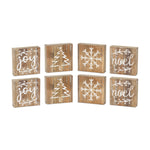 Melrose Rustic Wood Christmas Block Decor (Set of 8)