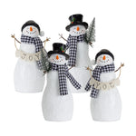 Melrose Holiday Snowman Figurine with Tree and Joy Accent (Set of 4)