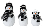 Melrose Holiday Snowman Family Figurine with Hat and Scarf Accent (Set of 3)