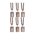 Melrose Rustic Wood Tree Tag Ornament with Beaded Hanger (Set of 6)