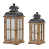 Elegant Rustic Lanterns – Wood Frame & Metal Accents – 19.25 inch – Set of 2 – Melrose