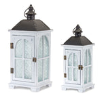 Rustic Farmhouse Lantern Set Wood & Metal 19.25" H Home Accent by Melrose