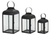 Black Metal and Glass Lantern Set of 3