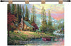 A Peaceful Retreat Tapestry – Cabin and Lake with Verse 36x26