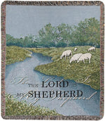 “The Lord Is My Shepherd” Sepia Tapestry Throw – 50×60 inch in Cotton by Manual Woodworkers