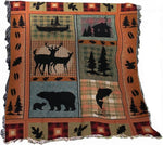 Bear Lodge 100% Cotton Woven Throw – Lodge and Wildlife Tapestry 50x60 inch by Manual Woodworkers