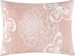 Greenland Home Fashions Mariposa Reversible Matelasse Pillow Sham with Blossom and Butterfly Design, Pink