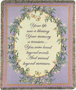 Your Life Was a Blessing Tapestry Throw – 50x60 inch Cotton by Manual Woodworkers