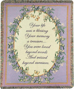 Remembrance Tapestry for Wall or Couch – Soft Cotton Throw with Sentimental Verse
